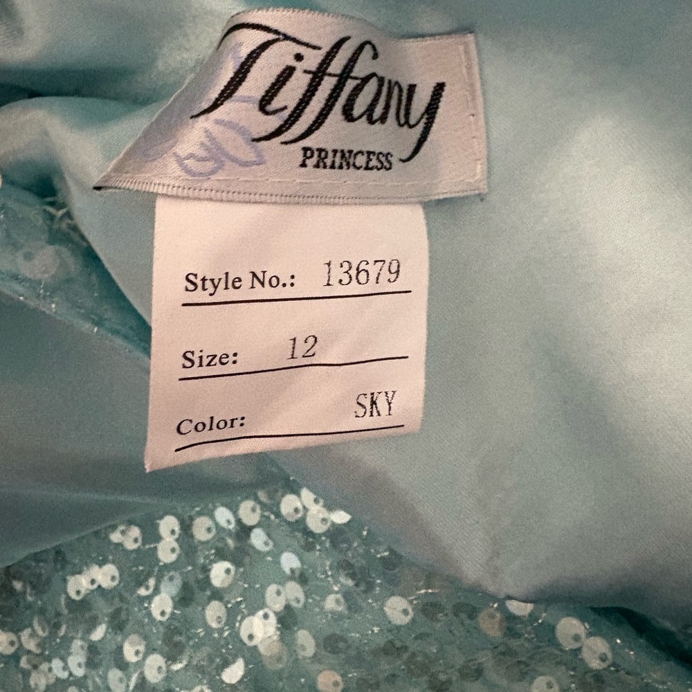 Tiffany Princess aqua sequin pageant gown - Picture 2 of 4